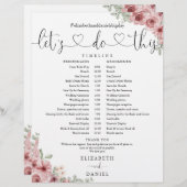 Trouwschema met bloemenhart-script (Voorkant / Achterkant)