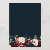 Trouwschema met Navy Blauwe Bloem Illustratie Programmakaart (Achterkant)