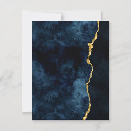 Trouwschema met Navy Blauwe Goud Folie Agate Marme Kaart (Achterkant)