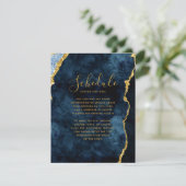 Trouwschema met Navy Blauwe Gouden Folie Agaat Mar Kaart (Staand voorkant)