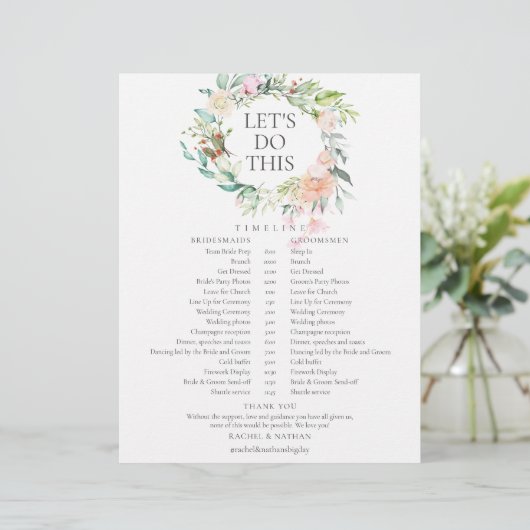 Trouwschema met rozenkrans tijdlijn (Staand voorkant)