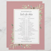 Trouwschema met stoffig roze groen (Voorkant / Achterkant)