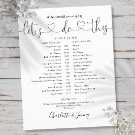 Trouwschema-tijdlijn in zwart-wit schrift