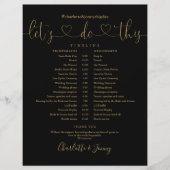 Trouwschema-tijdlijn met Black Gold Heart Script (Voorkant)