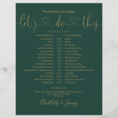 Trouwschema-timeline in Emerald Gold Script (Voorkant)