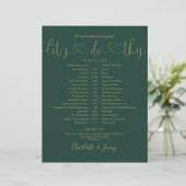 Trouwschema-timeline in Emerald Gold Script (Staand voorkant)