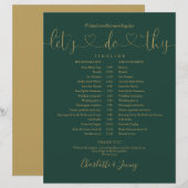 Trouwschema-timeline in Emerald Gold Script (Voorkant / Achterkant)
