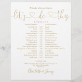 Trouwschema-timeline met gouden hartscript (Voorkant)