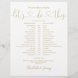 Trouwschema-timeline met gouden hartscript