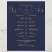 Trouwschema Trouwtijdlijn Navy Goud Hart Script (Voorkant)