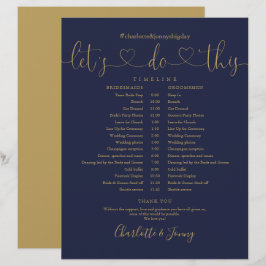 Trouwschema Trouwtijdlijn Navy Goud Hart Script
