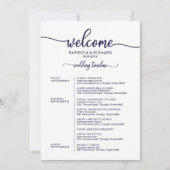 Trouwschema weekend Elegant Chic Navyblauw Kaart (Voorkant)