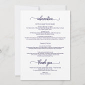 Trouwschema weekend Elegant Chic Navyblauw Kaart (Achterkant)