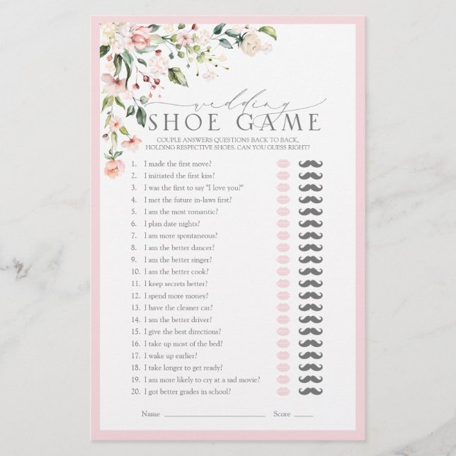 Trouwschoen Roze Bloem Bruidsdouche Spel (Voorkant)