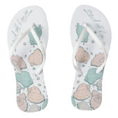 TROUWSCHOENEN | Modern Seashells Coral blauwgroen Teenslippers (Voetbed)