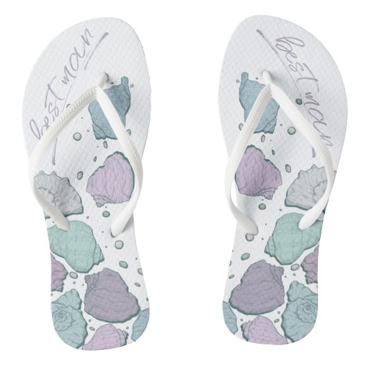 TROUWSCHOENEN | Moderne zeeschelpen Stofblauw Lila Teenslippers (Voetbed)