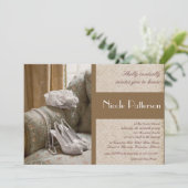 trouwschoenen parels voor de doucheuitnodiging voo kaart (Staand voorkant)