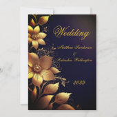 Trouwschoon Gouden bloemen Modern Kaart (Voorkant)