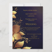 Trouwschoon Gouden bloemen Modern Kaart (Achterkant)