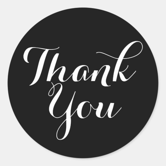 Trouwscript bedanken - zwart en wit ronde sticker (Voorkant)