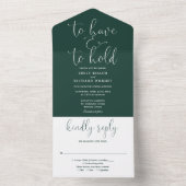Trouwscript Emerald Green Huwelijk All In One Uitnodiging (Binnen)