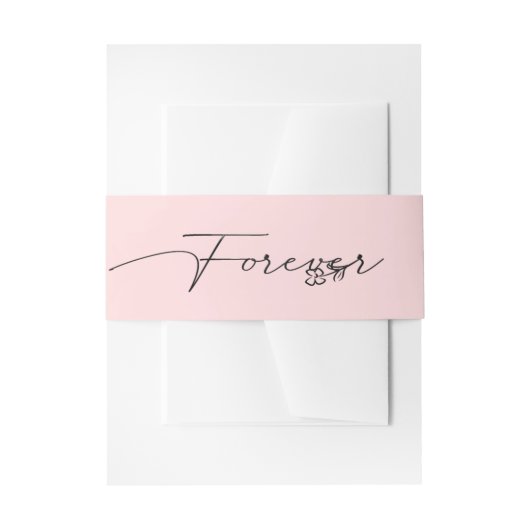 Trouwscript FOREVER op roze blos Uitnodigingen Wikkel (Voorkant Voorbeeld)