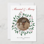 Trouwscript Getrouwd & Blij Pasgetrouwd Foto Feestdagenkaart (Voorkant)