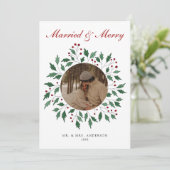 Trouwscript Getrouwd & Blij Pasgetrouwd Foto Feestdagenkaart (Staand voorkant)