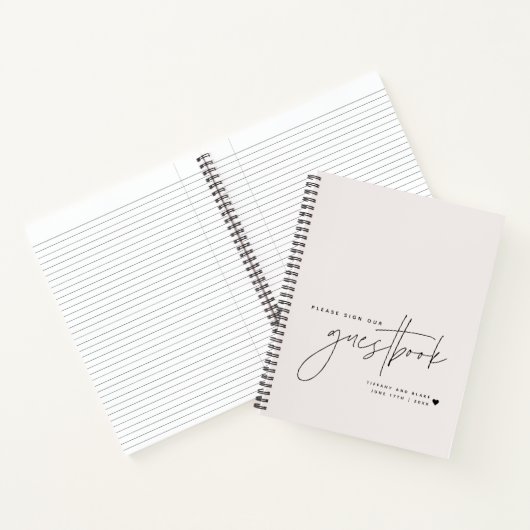 Trouwscript kalligrafie Ecru gast Notitieboek (Binnen)