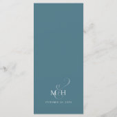 Trouwscript Menu Minimalistisch Blauw (Achterkant)