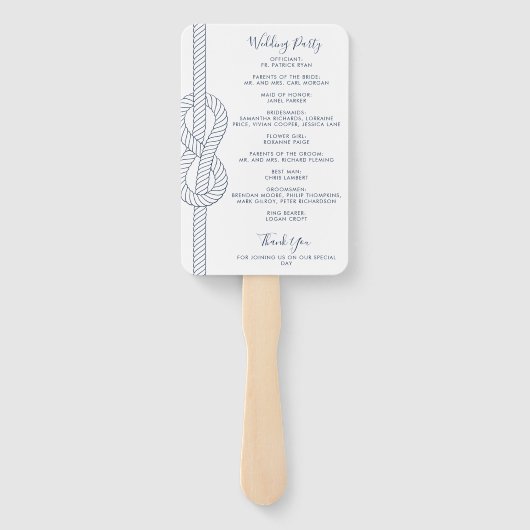 Trouwscript met Zeevaartknoop in Modern Design Handwaaier (Achterkant)