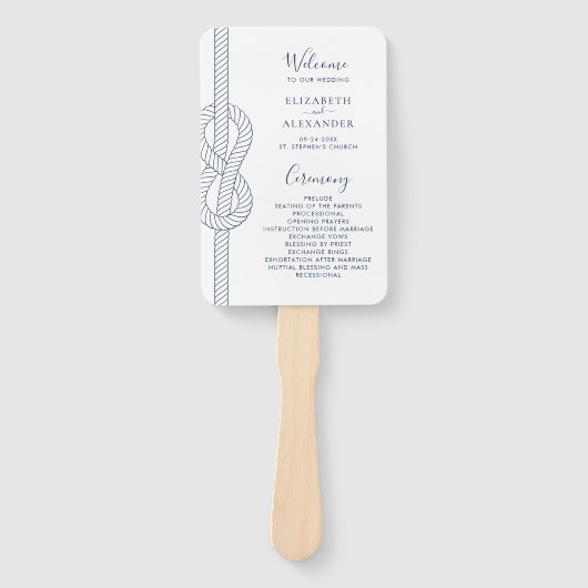 Trouwscript met Zeevaartknoop in Modern Design Handwaaier (Voorkant)