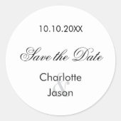 Trouwscript Save the Date Ronde Sticker (Voorkant)