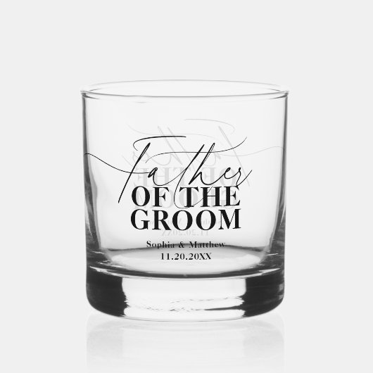 Trouwscript Vader van de Bruidegom Klassiek Huweli Whisky Glas (Voorkant)