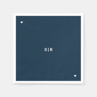 Trouwservet in marineblauw minimalistisch ontwerp  servet