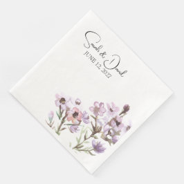 Trouwservet met elegante paarse bloem servet