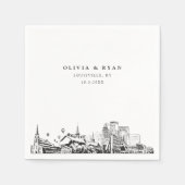 Trouwservetjes van papier met Louisville-sylhouett Servet (Voorkant)