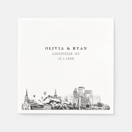 Trouwservetjes van papier met Louisville-sylhouett Servet