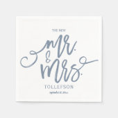 Trouwservetten | Brush Script (Stofbloem Blauw) Servet (Voorkant)