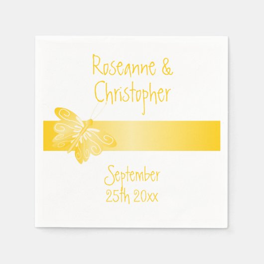 Trouwservetten gele vlinder servet (Voorkant)