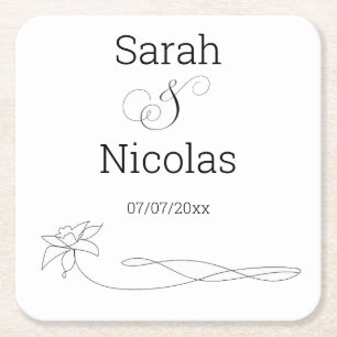 Trouwservetten gepersonaliseerde minimalist kartonnen onderzetters