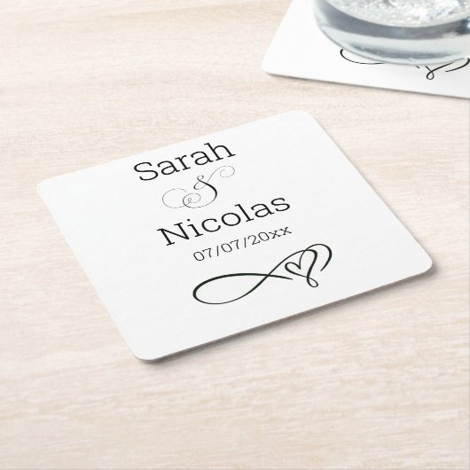 Trouwservetten gepersonaliseerde minimalist kartonnen onderzetters (Schuin)