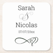 Trouwservetten gepersonaliseerde minimalist kartonnen onderzetters (Voorkant)