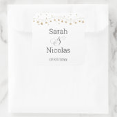 Trouwservetten gepersonaliseerde minimalist vierkante sticker (Tas)