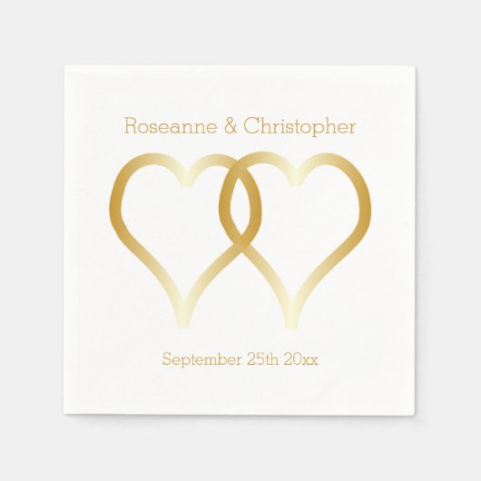 Trouwservetten Gouden Harten Servet (Voorkant)
