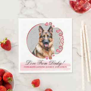 Trouwservetten met foto van Duitse herderhond Servet