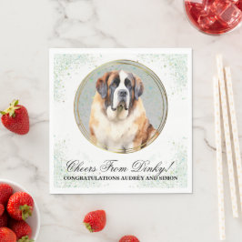 Trouwservetten met Sint Bernard honden foto Servet