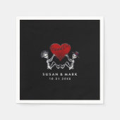 Trouwservetten - Skeletten met Hart Servetten (Voorkant)