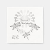 Trouwservetten Zilveren Dragonflies Hart Servet (Voorkant)