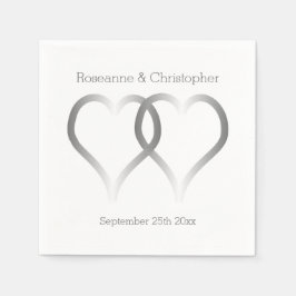 Trouwservetten Zilveren Harten Servet
